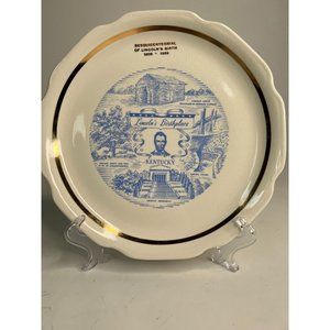 Lincolns Birth Place Kentucky Souvenir Plate  9 Inches Ironstone